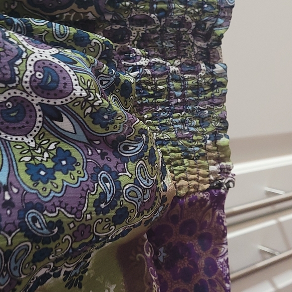 Dressbarn Woman Purple Green Print Sheer Lined Top Blouse 3X - Picture 3 of 12